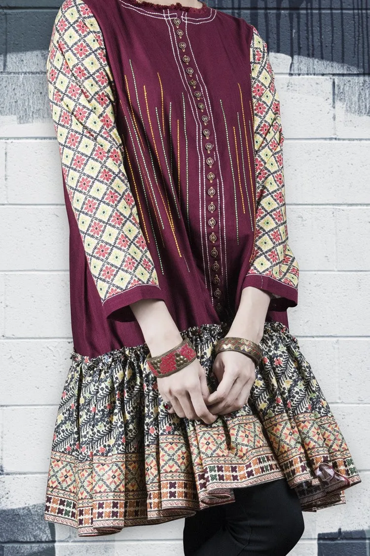 Red Khaddar Tunic - LK-220