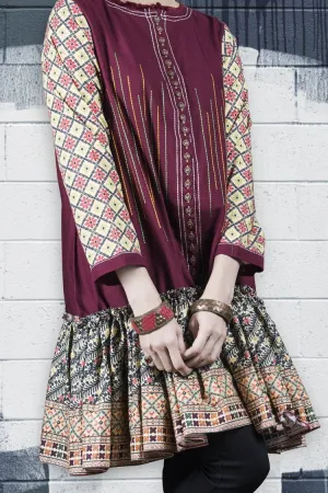 Red Khaddar Tunic - LK-220