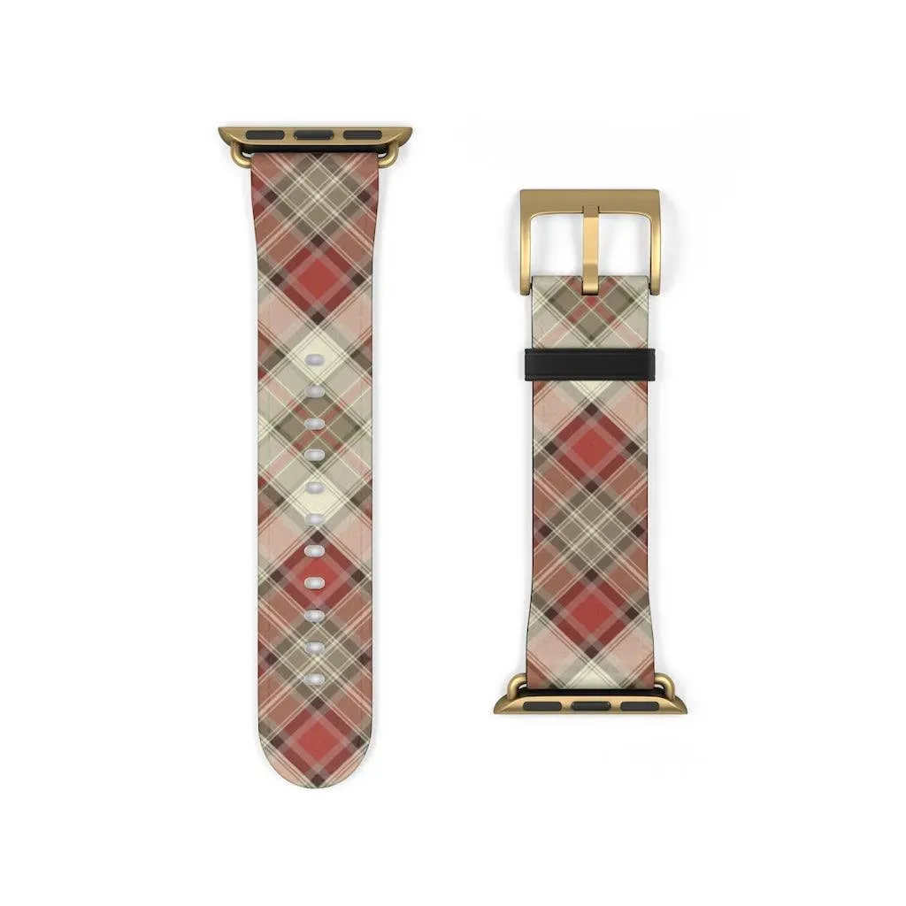 Red Scottish Plaid Watch Band
