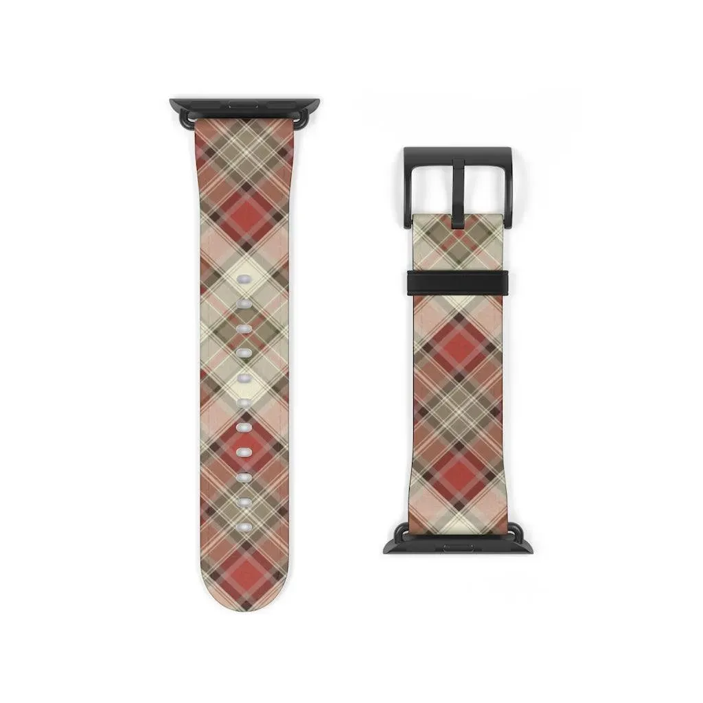 Red Scottish Plaid Watch Band