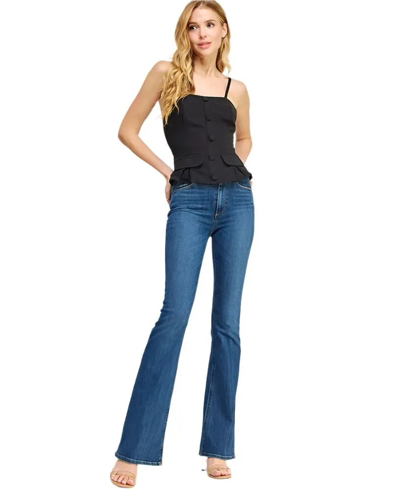 Ren Front Button Detail Tailored Corset Top