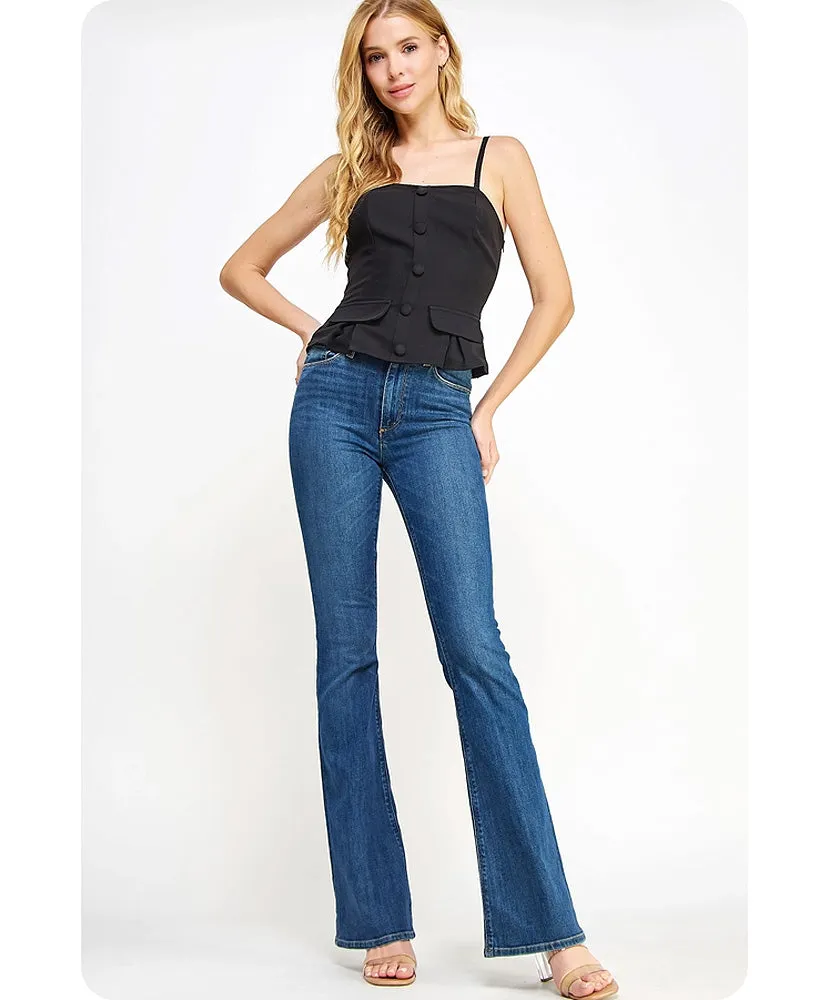 Ren Front Button Detail Tailored Corset Top