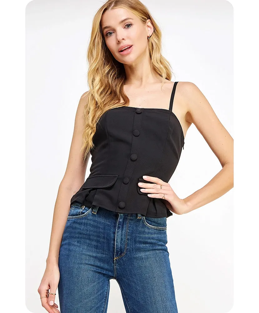 Ren Front Button Detail Tailored Corset Top
