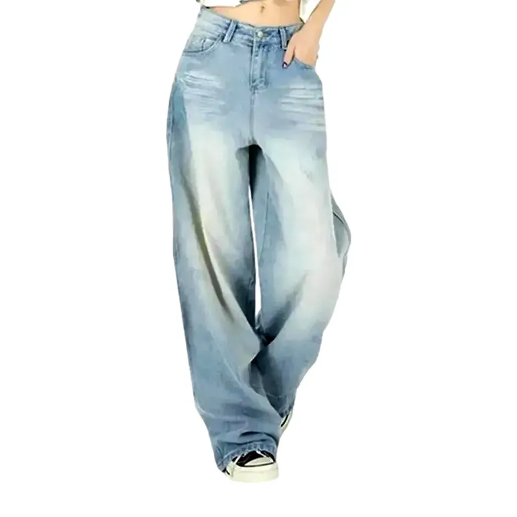 Retro pattern slouchy fit jeans for women