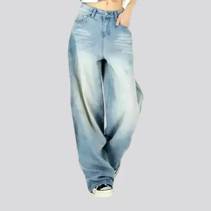 Retro pattern slouchy fit jeans for women