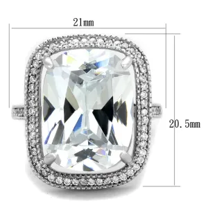 Rhodium 925 Sterling Silver Ring with AAA Grade CZ in Clear for Women Style TS391