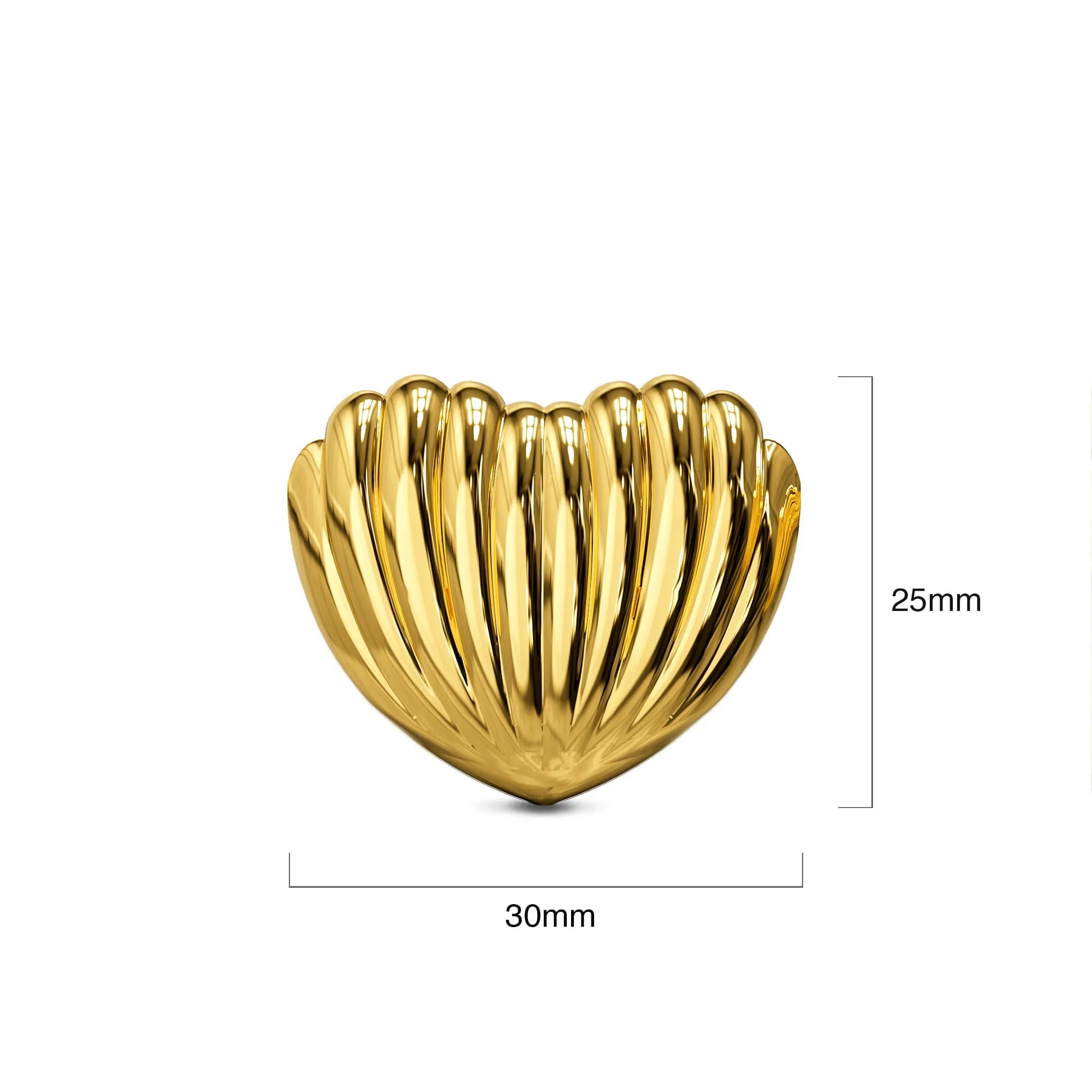 Ridged Heart Gold layered Stud Earrings