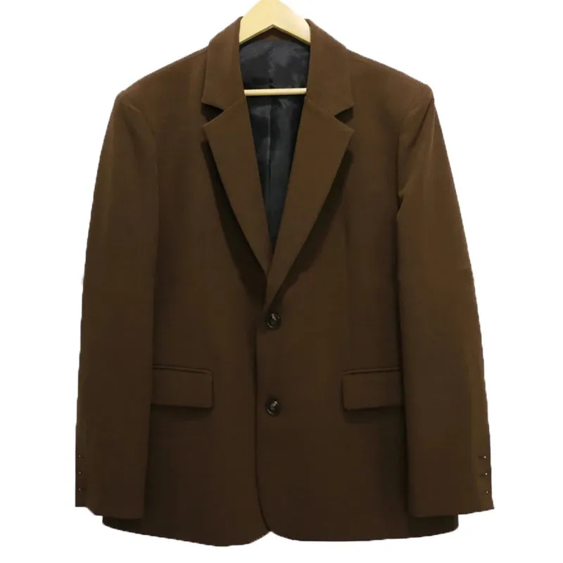 Riolio WELL DRESSED MEN  Korean Style Blazer Men Fashion Solid Color Business Casual Suit Jacket Men Streetwear Loose Dress Jackets Mens Formal Blazer