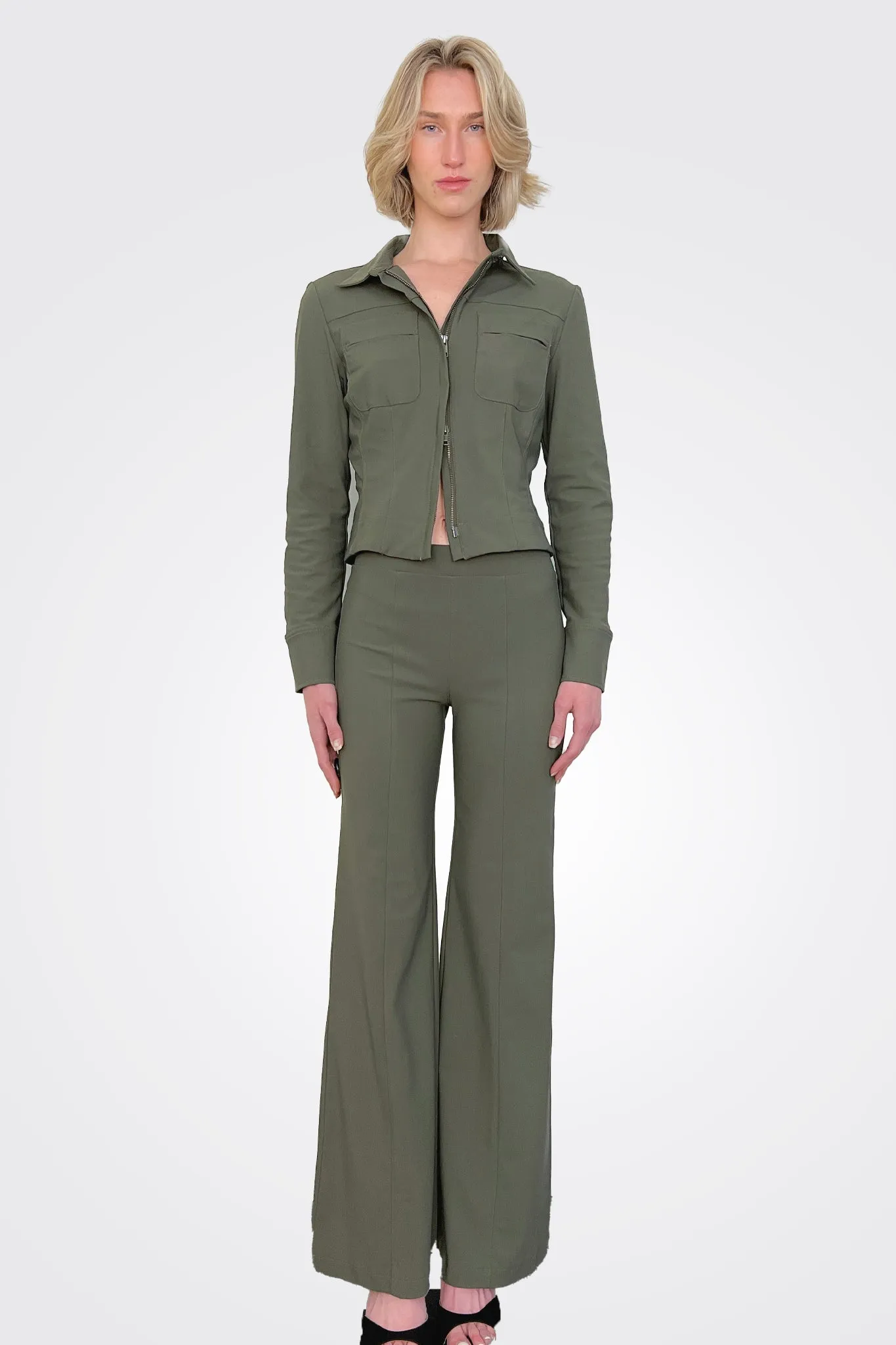 Rubie Tech Stretch Pull Up Wide Pant - Vert