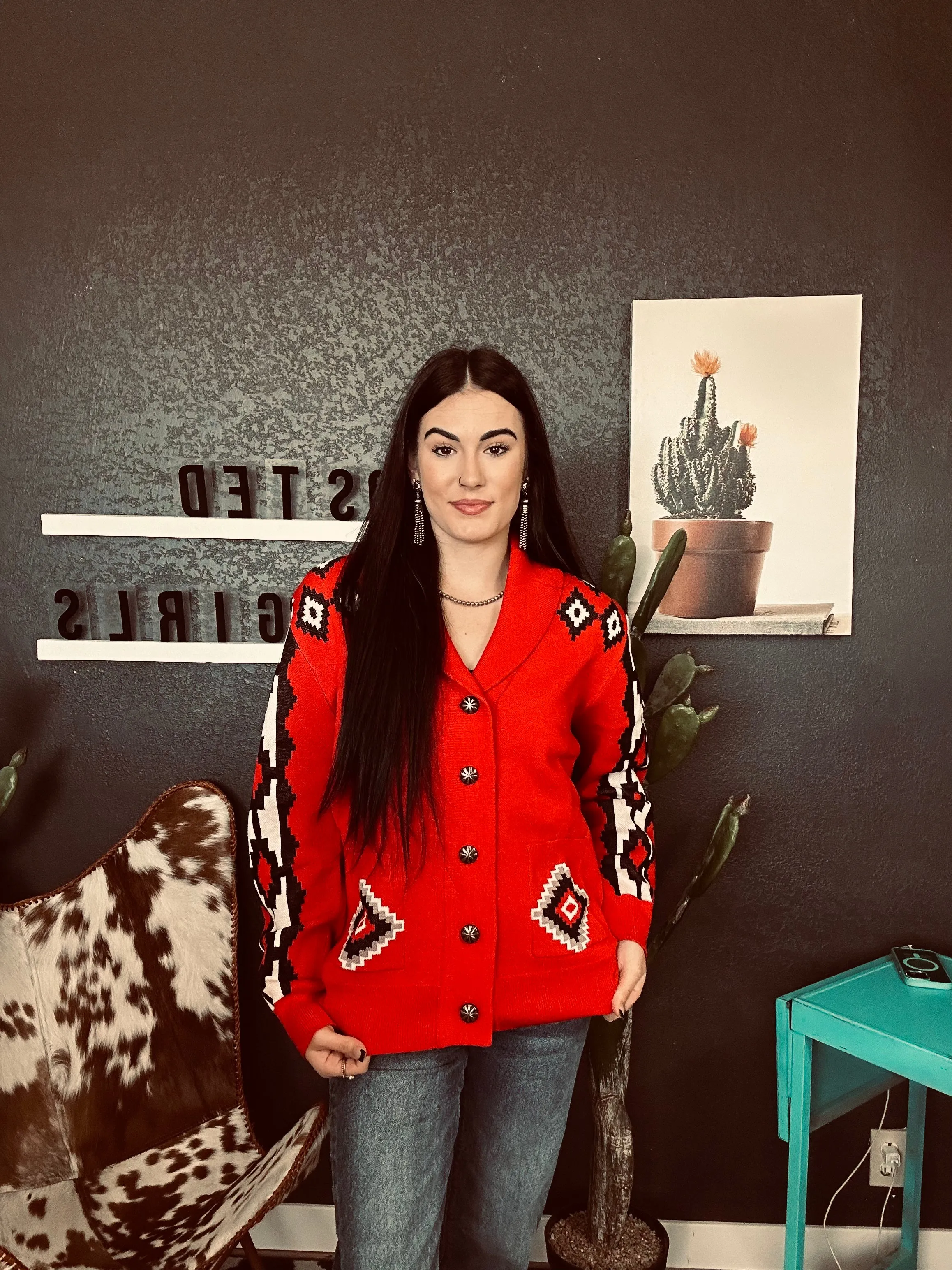 Ruby Red Aztec Sweater