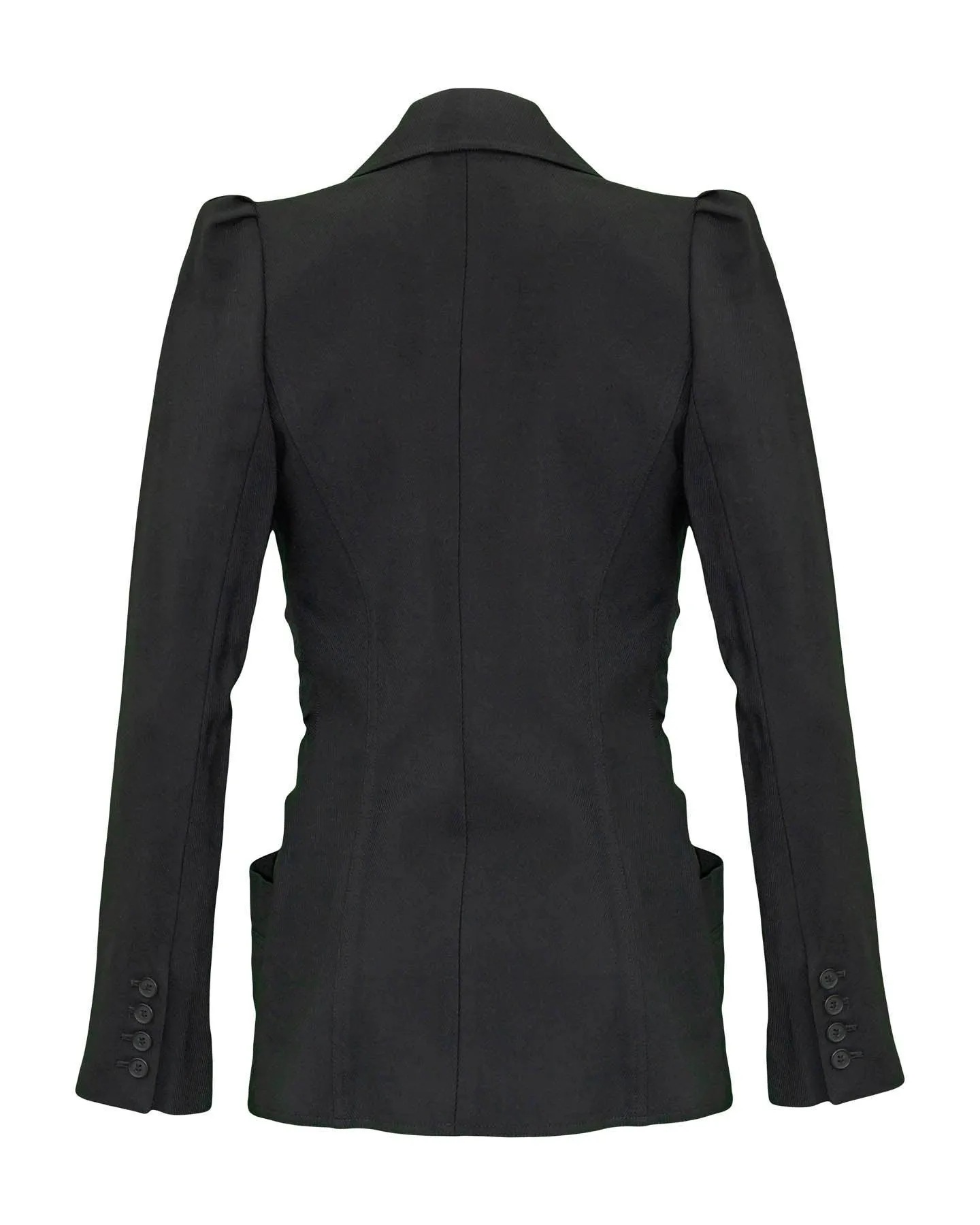 Ruched Blazer Black Twill