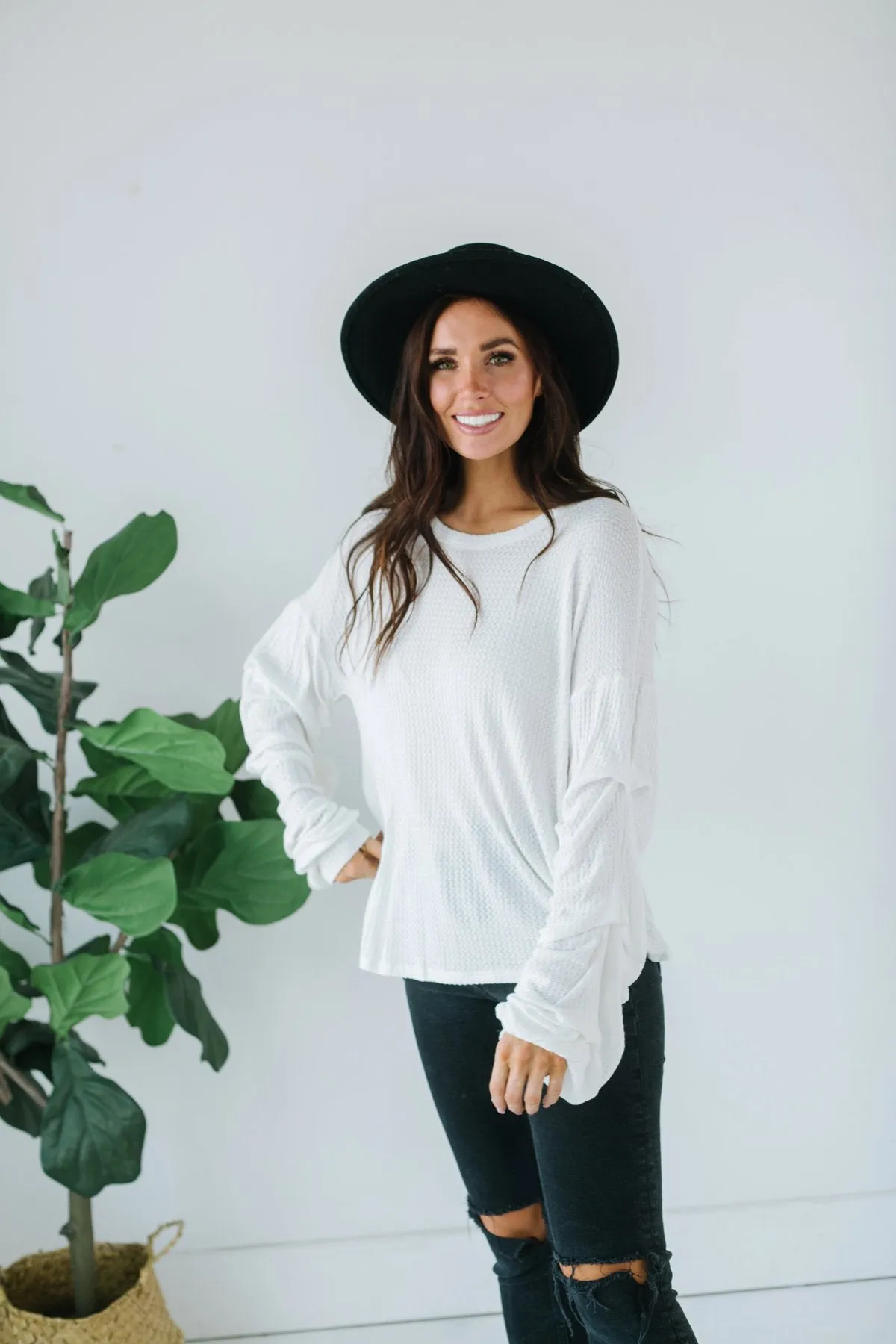 Ruffle Sleeve Thermal Tunic