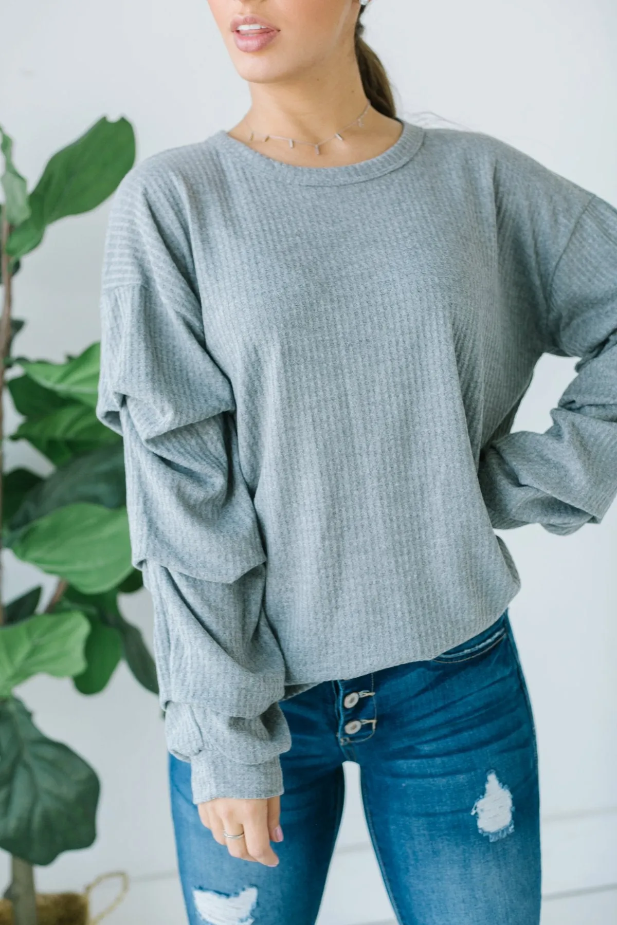 Ruffle Sleeve Thermal Tunic