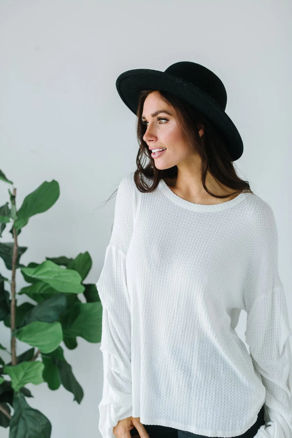 Ruffle Sleeve Thermal Tunic