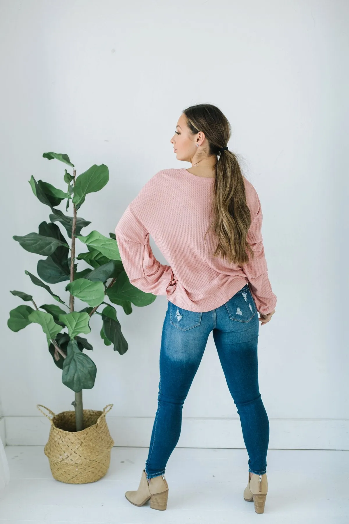 Ruffle Sleeve Thermal Tunic