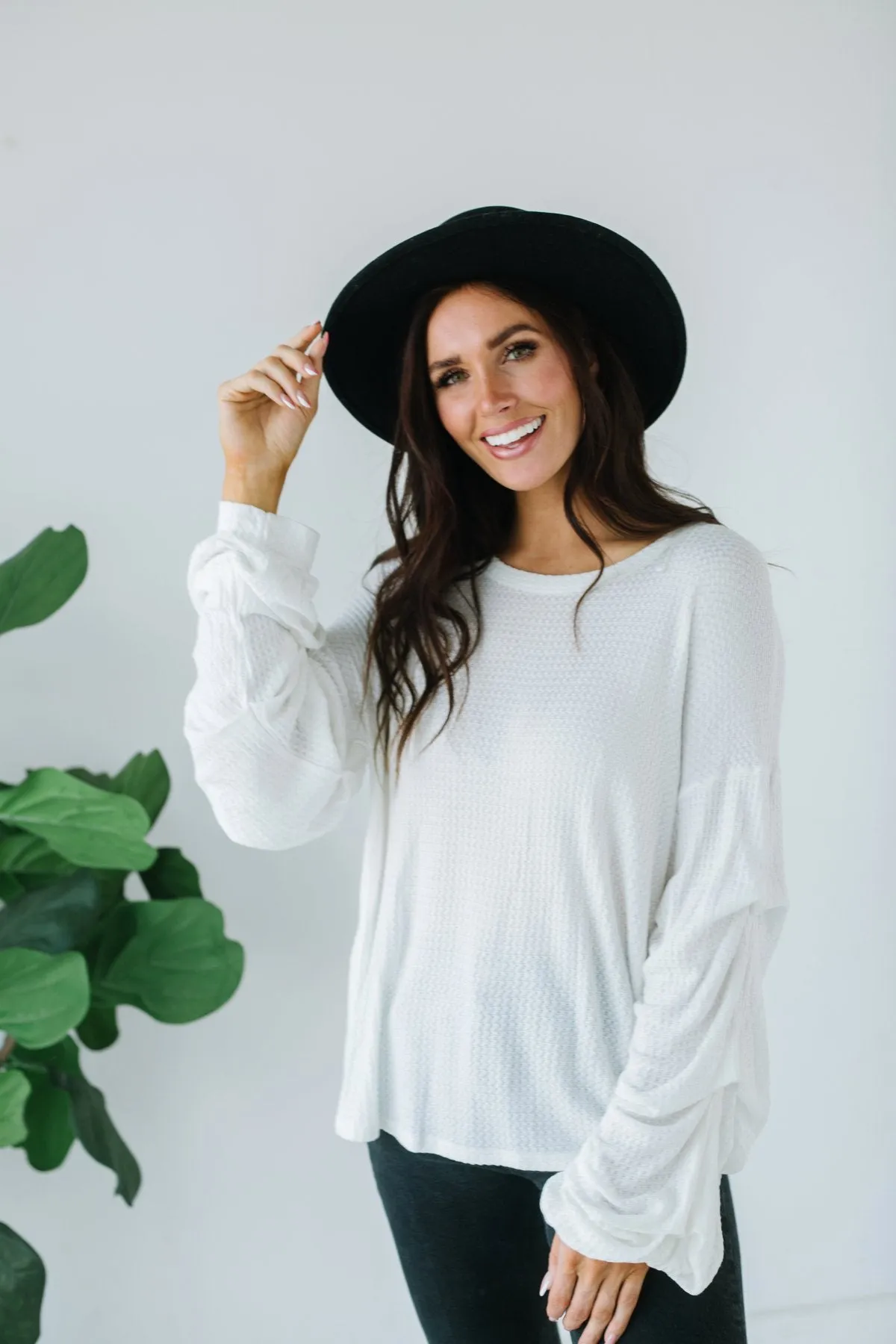 Ruffle Sleeve Thermal Tunic
