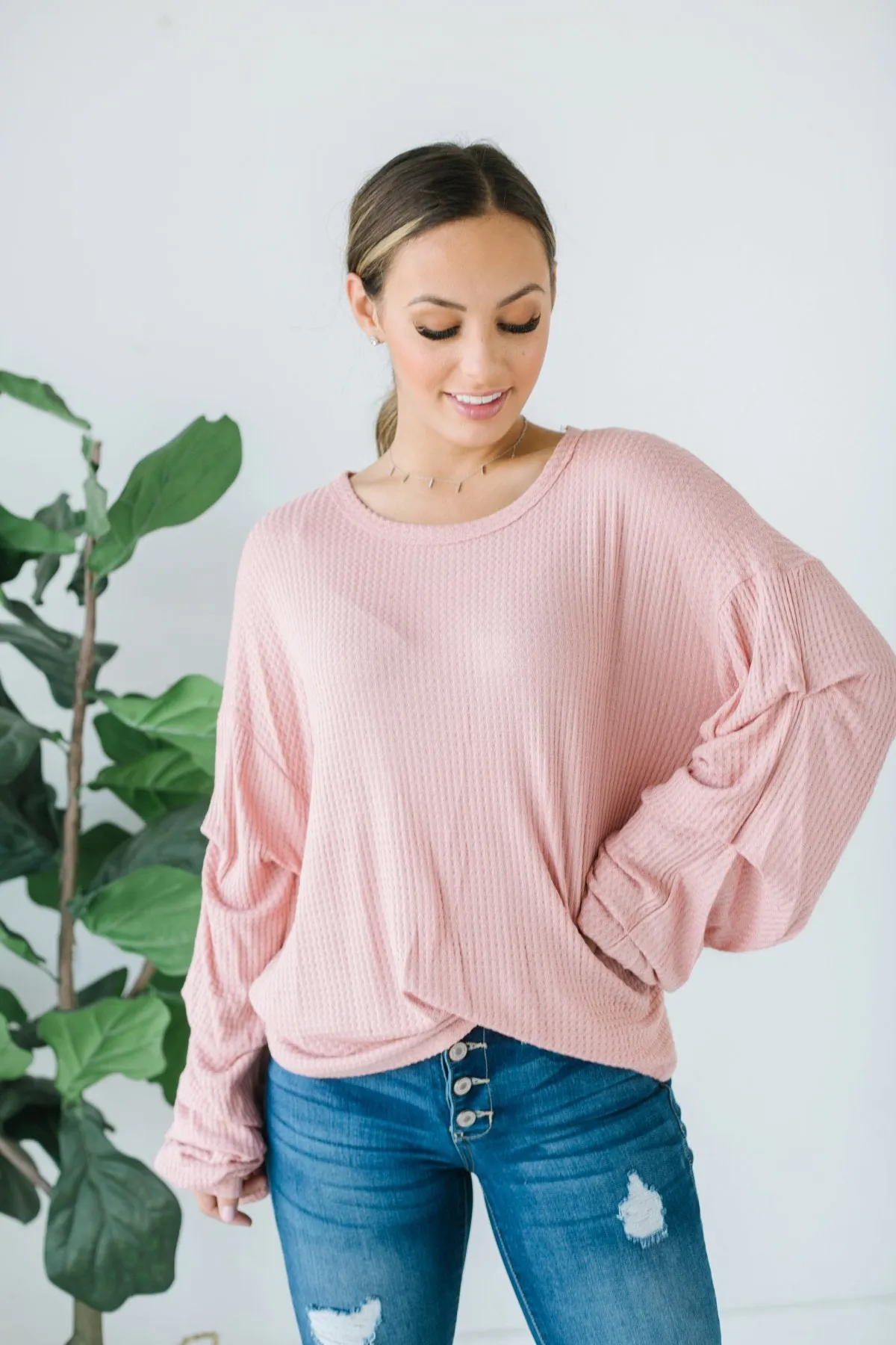 Ruffle Sleeve Thermal Tunic