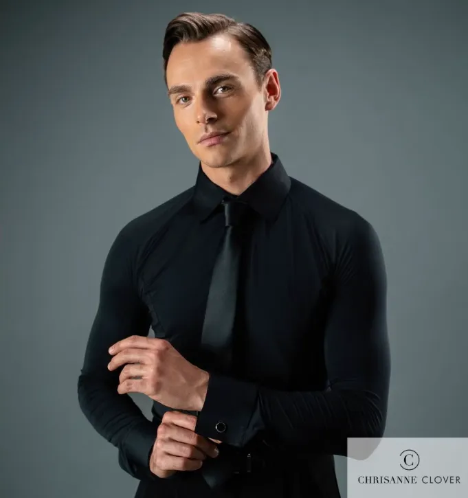SALE Chrisanne Clover Mens Raglan Ballroom Practice Shirt in black