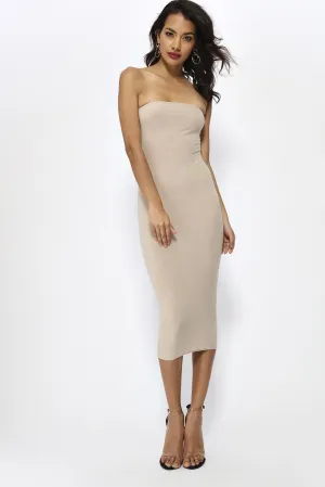 Sand Slinky Bandeau Midi Dress