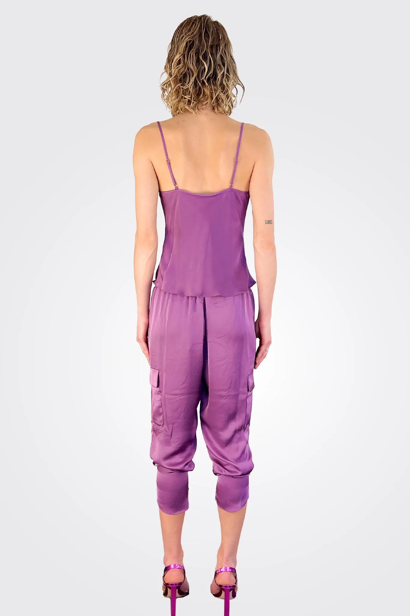 Satin Pocket Allyn Pant - Mulberry