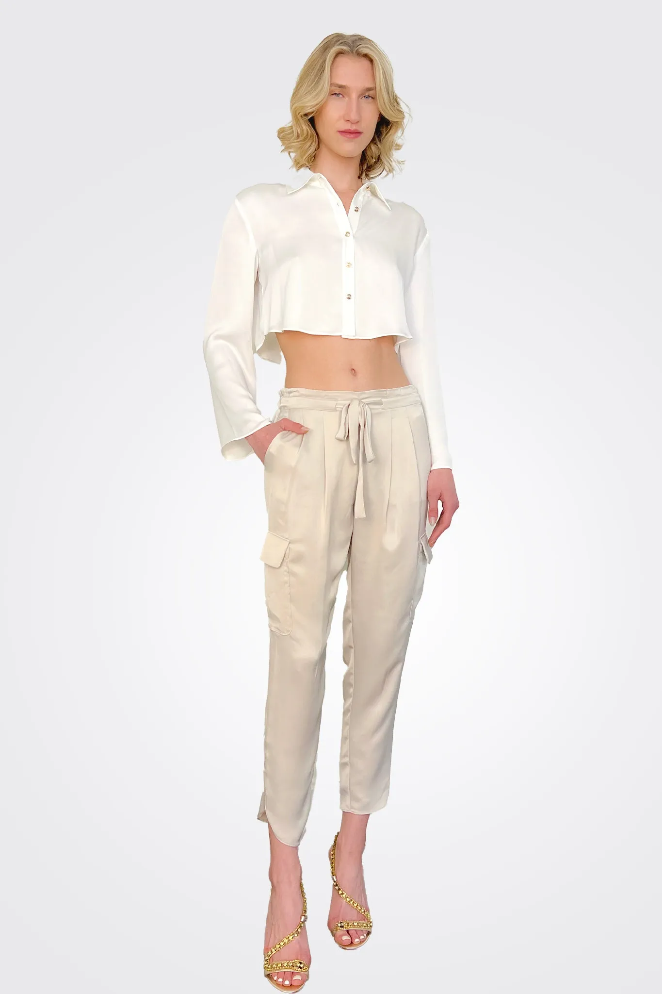Satin Pocket Allyn Pant - Sands