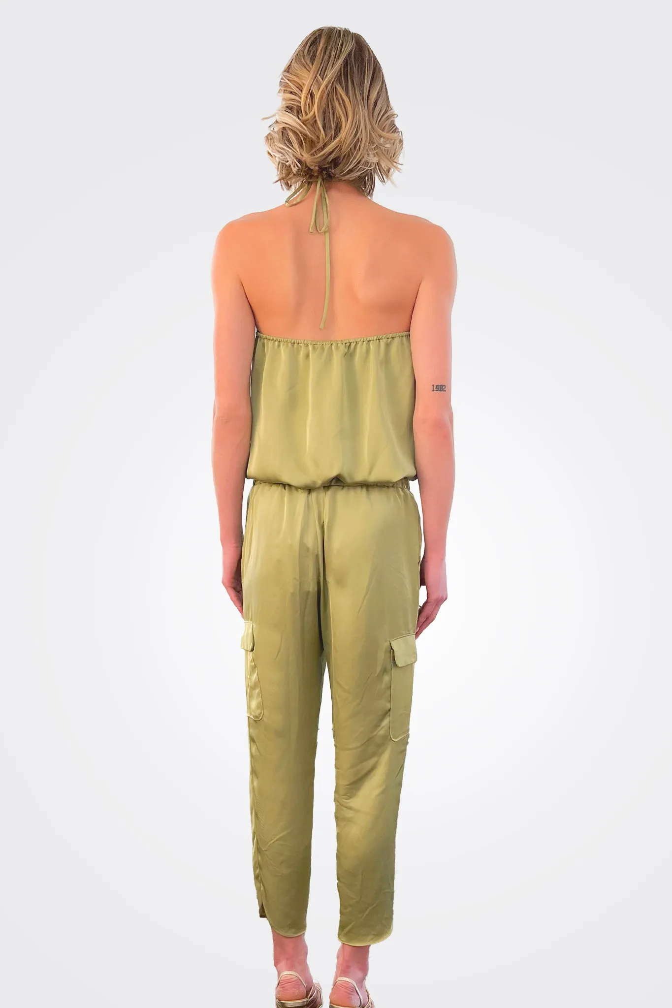 Satin Pocket Allyn Pant - Vintage Olive