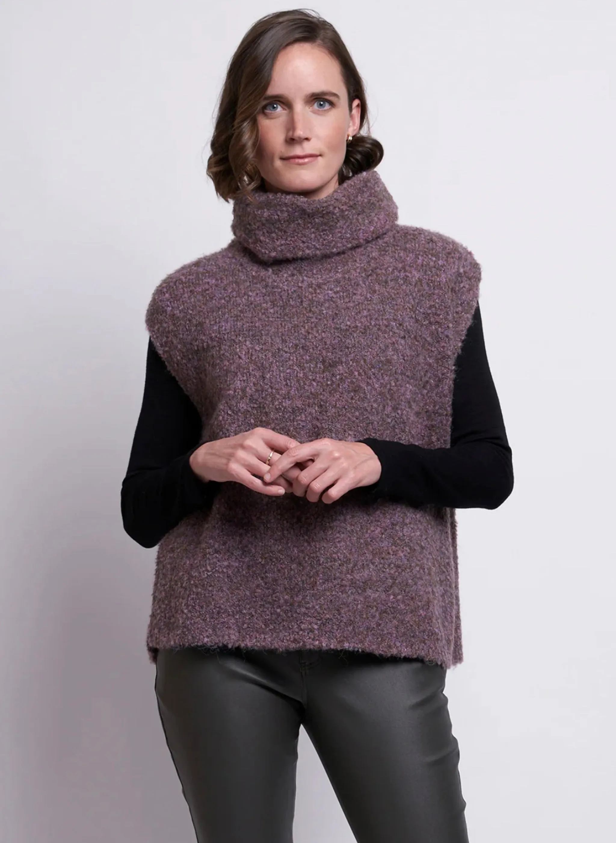 Scrunch Time Pop Over Sweater - Lilac/Green