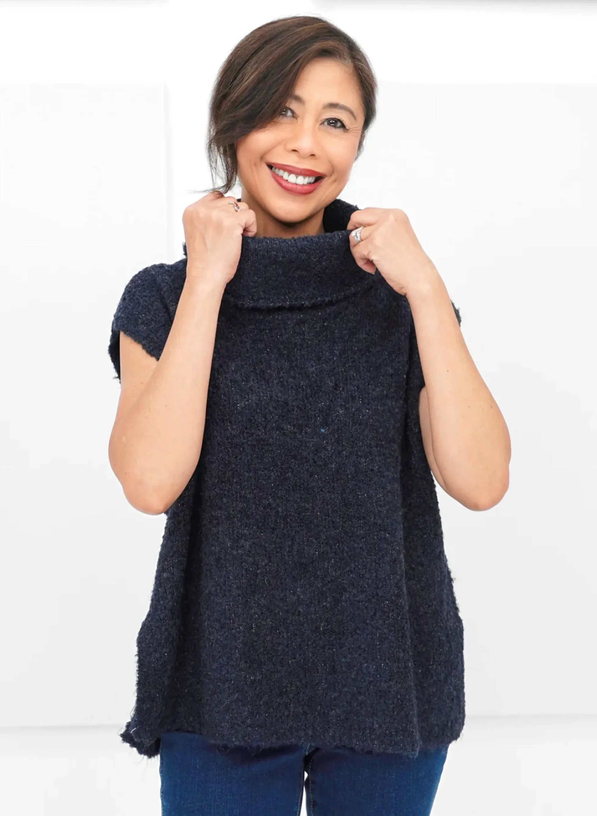 Scrunch Time Pop Over Sweater - Lilac/Green