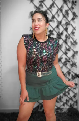 Sequin Shoulder Padded top