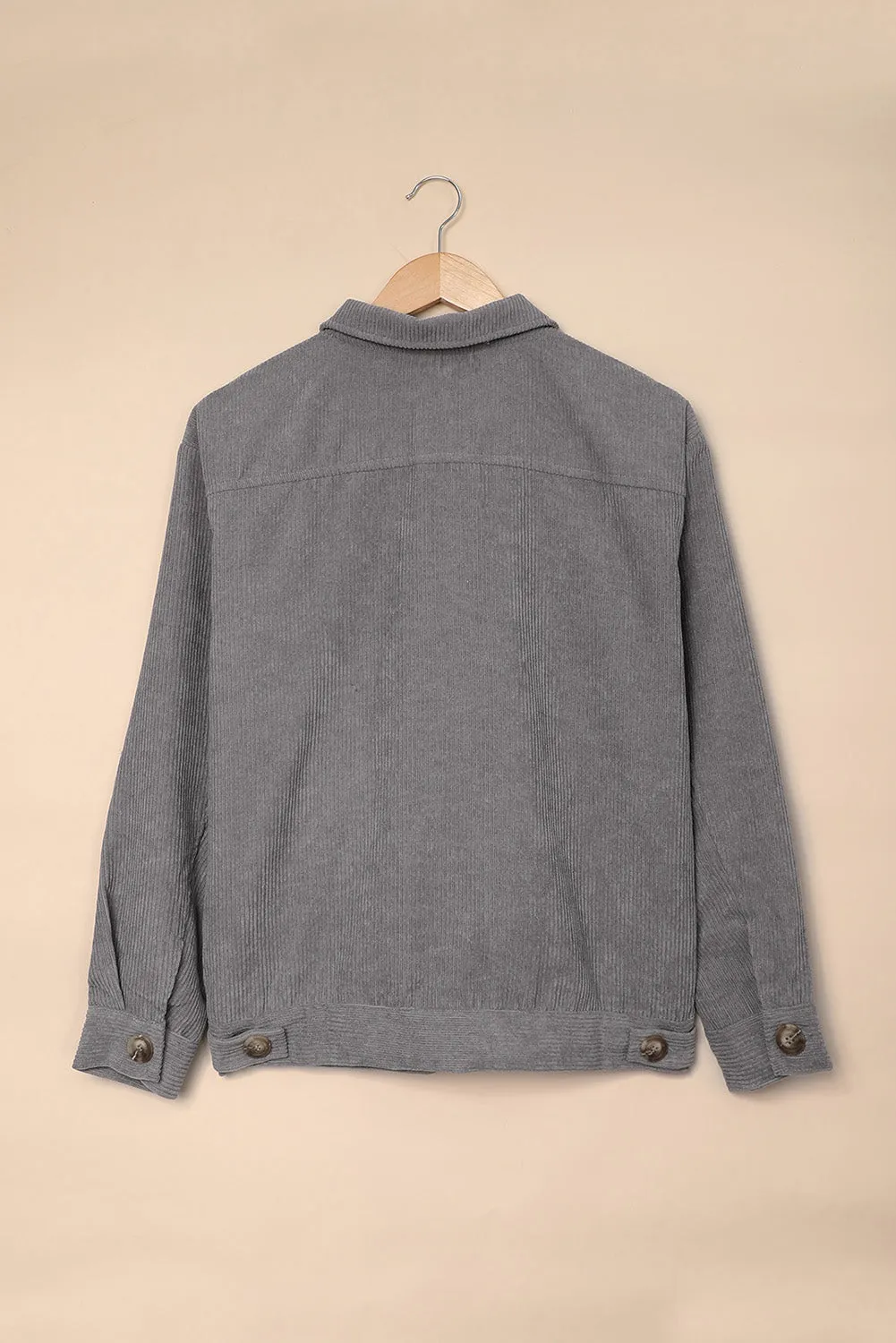 Shaunna Ribbed Corduroy Long Sleeve Jacket with Pocket