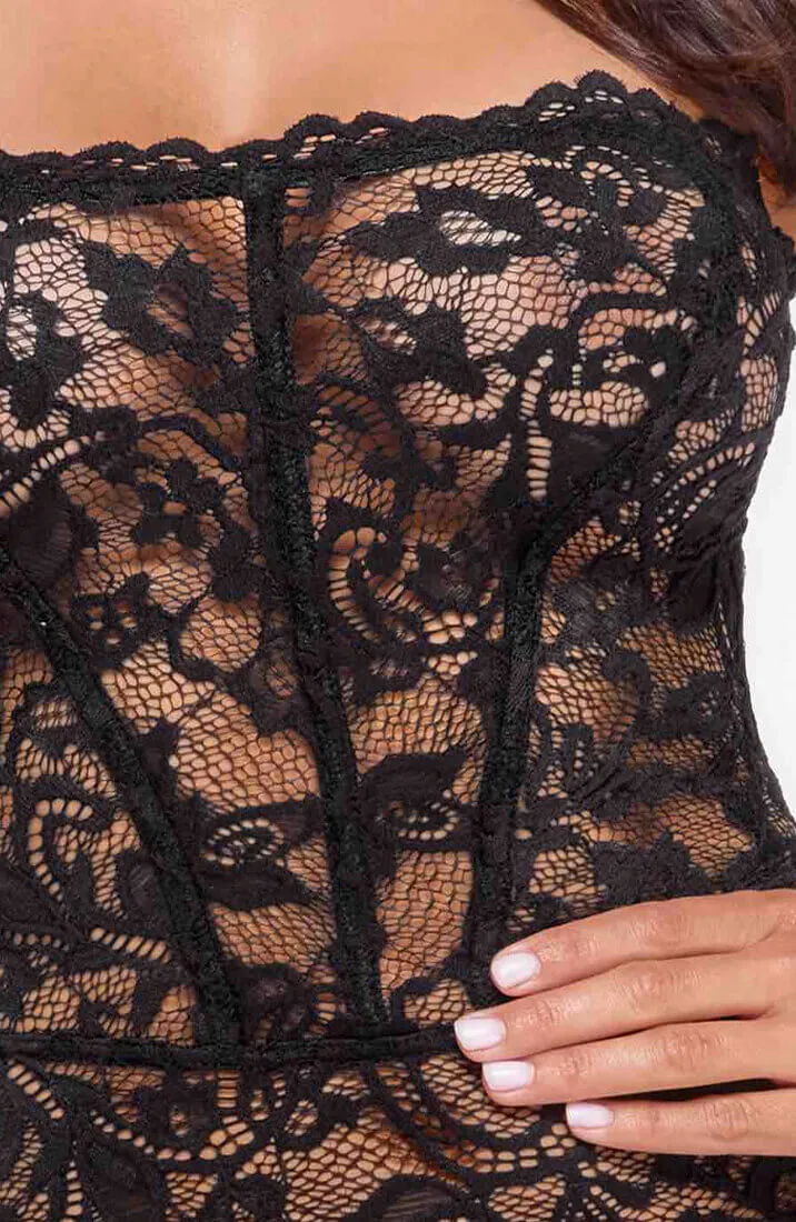 Sheer black lace bodycon dress - Your Confidant