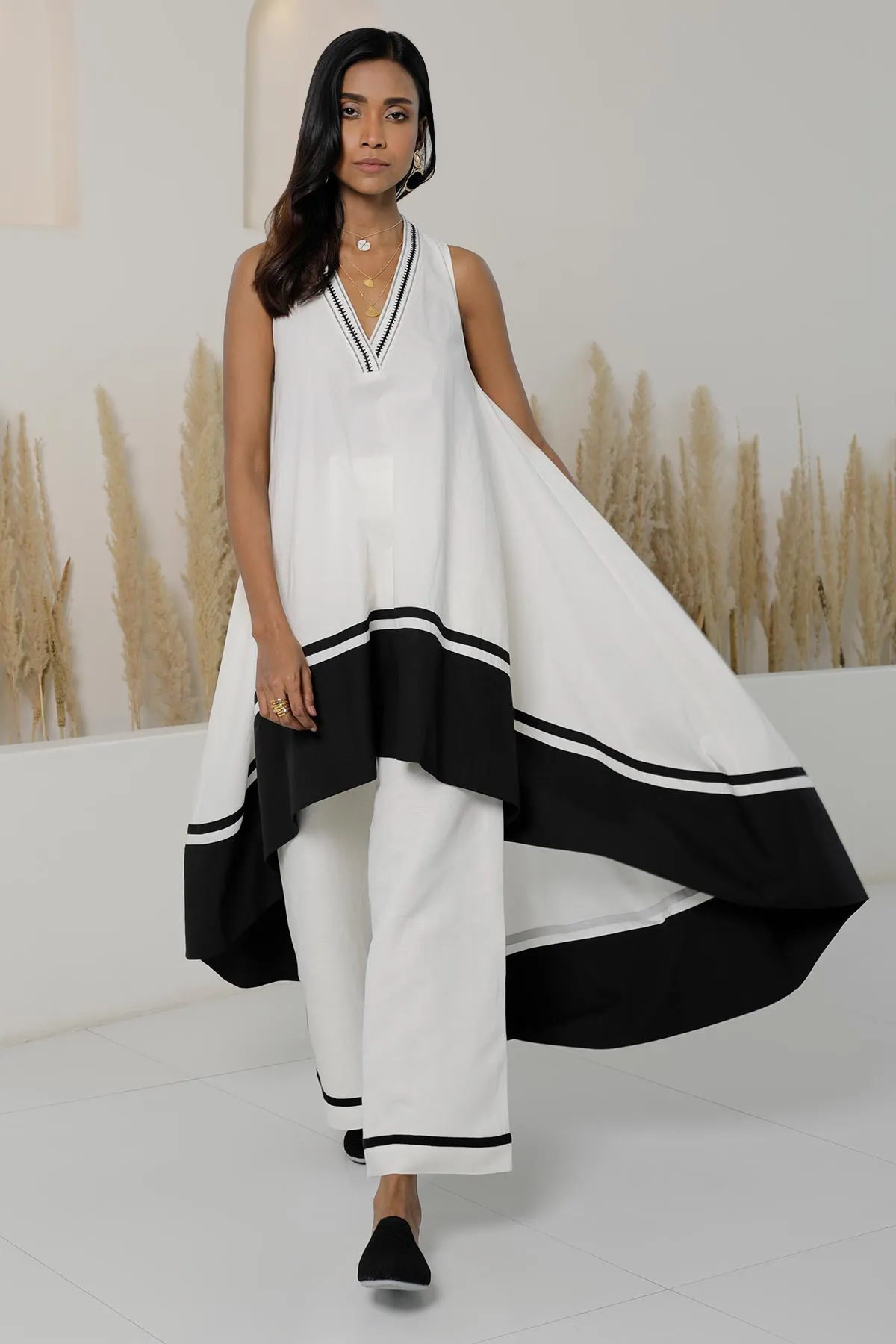 Shiro Kuro High Low Tunic Co-ord Set