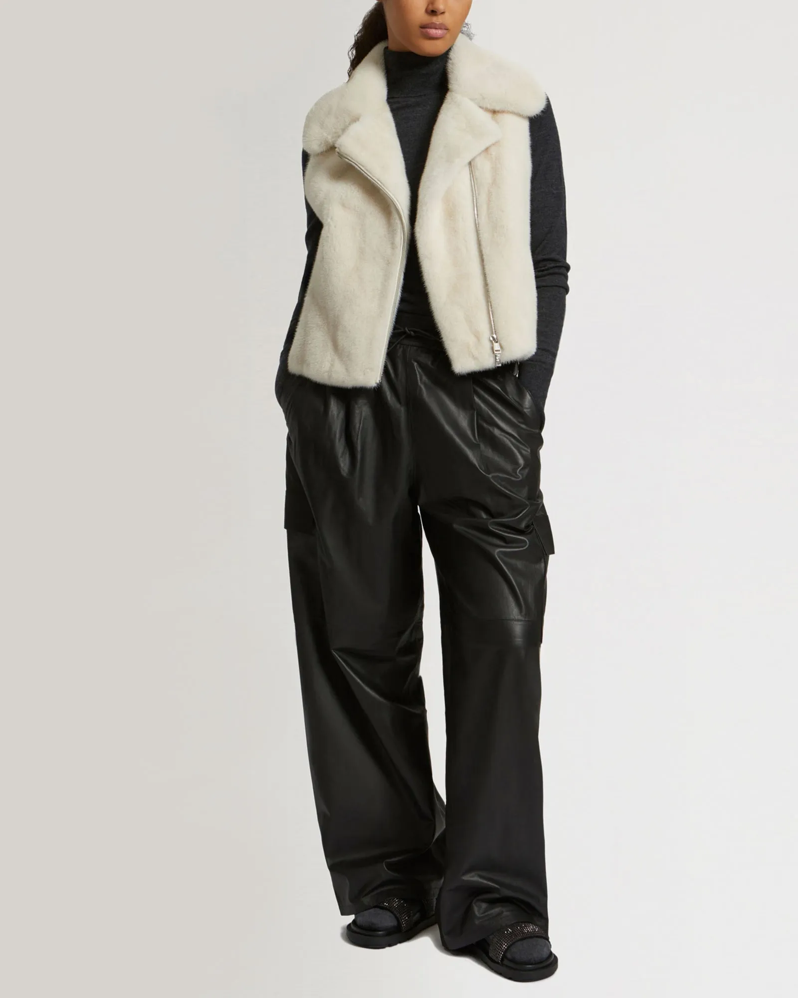 Short jacket in long-haired mink fur