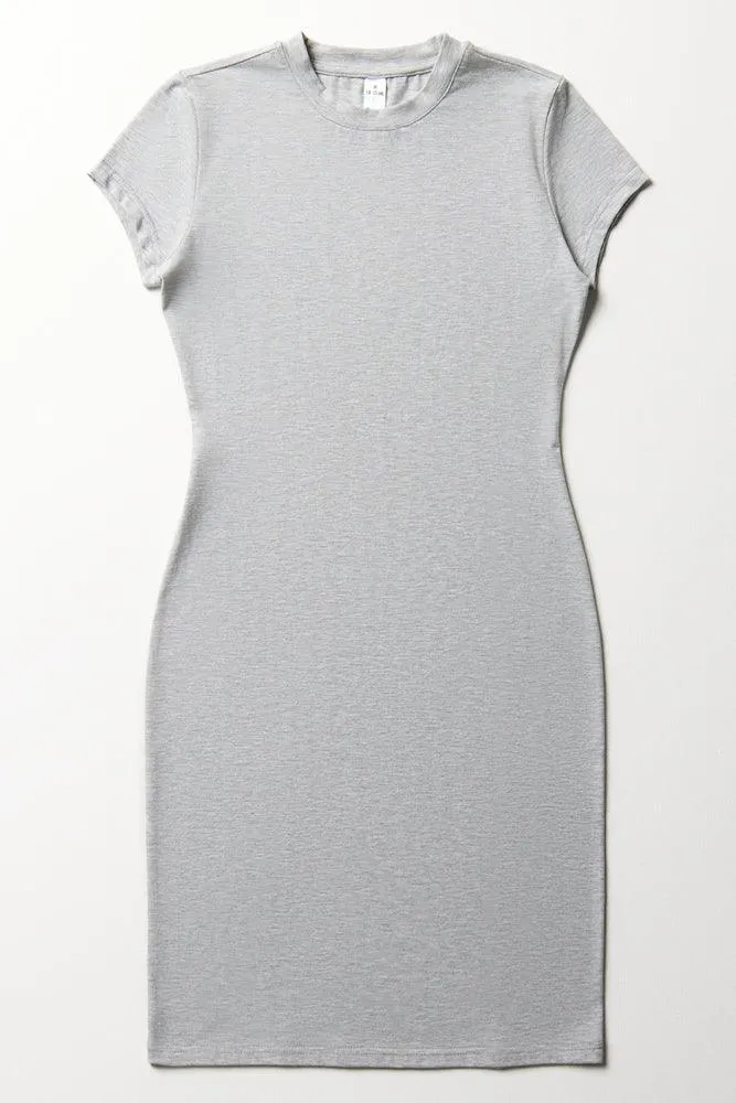 Short Sleeve Bodycon Dress Grey