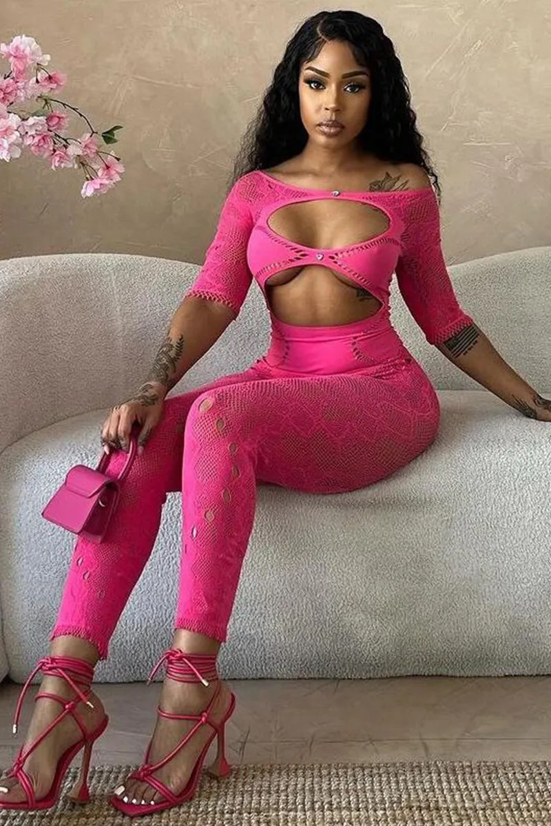 Short Sleeve Lace Cutout Mesh Bodycon Jumpsuit