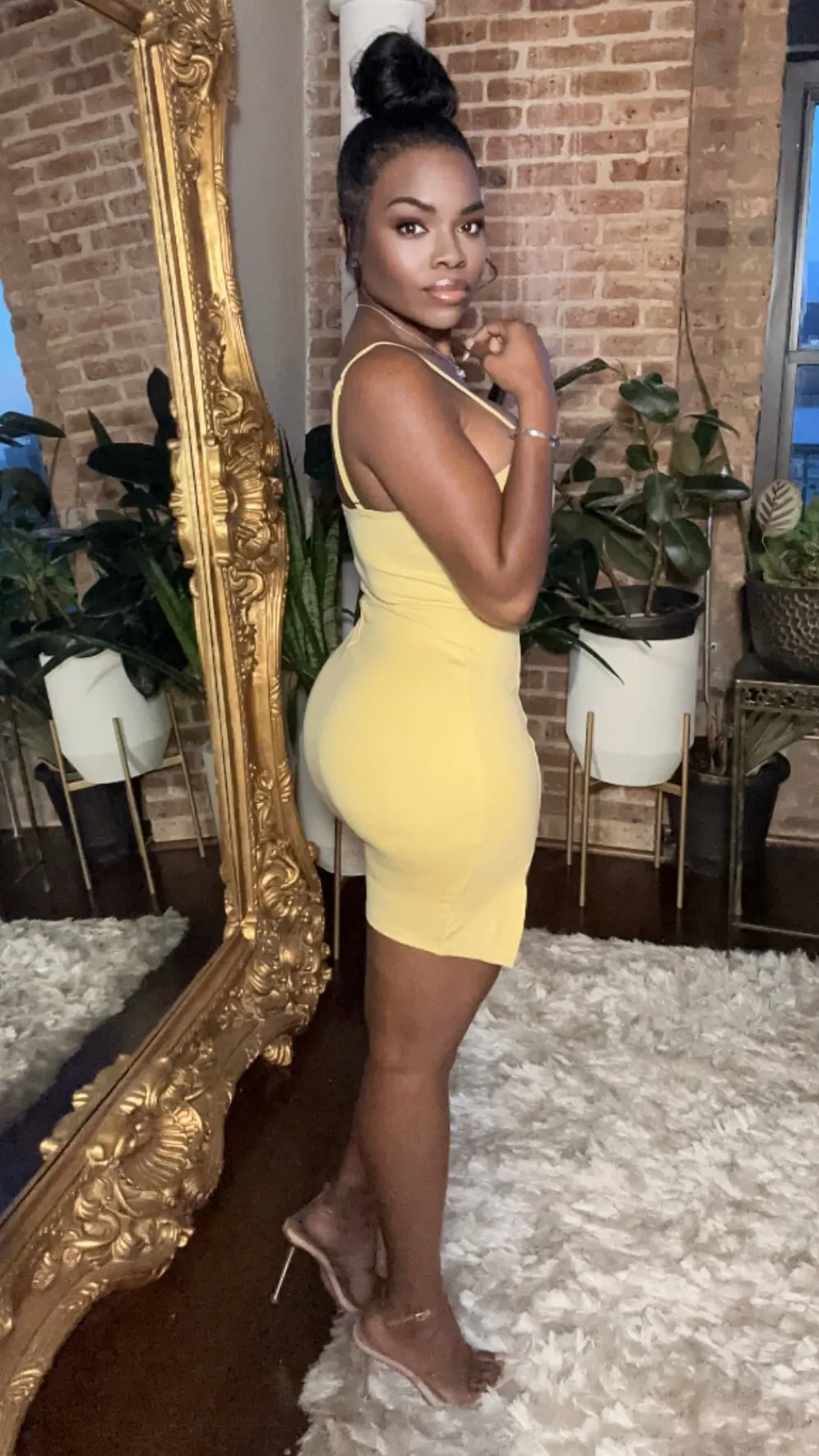 Side Slit Bodycon Dress - Yellow