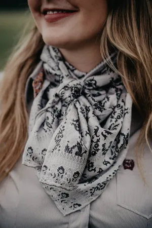 Silver & Black Wallpaper Floral Wild Rag