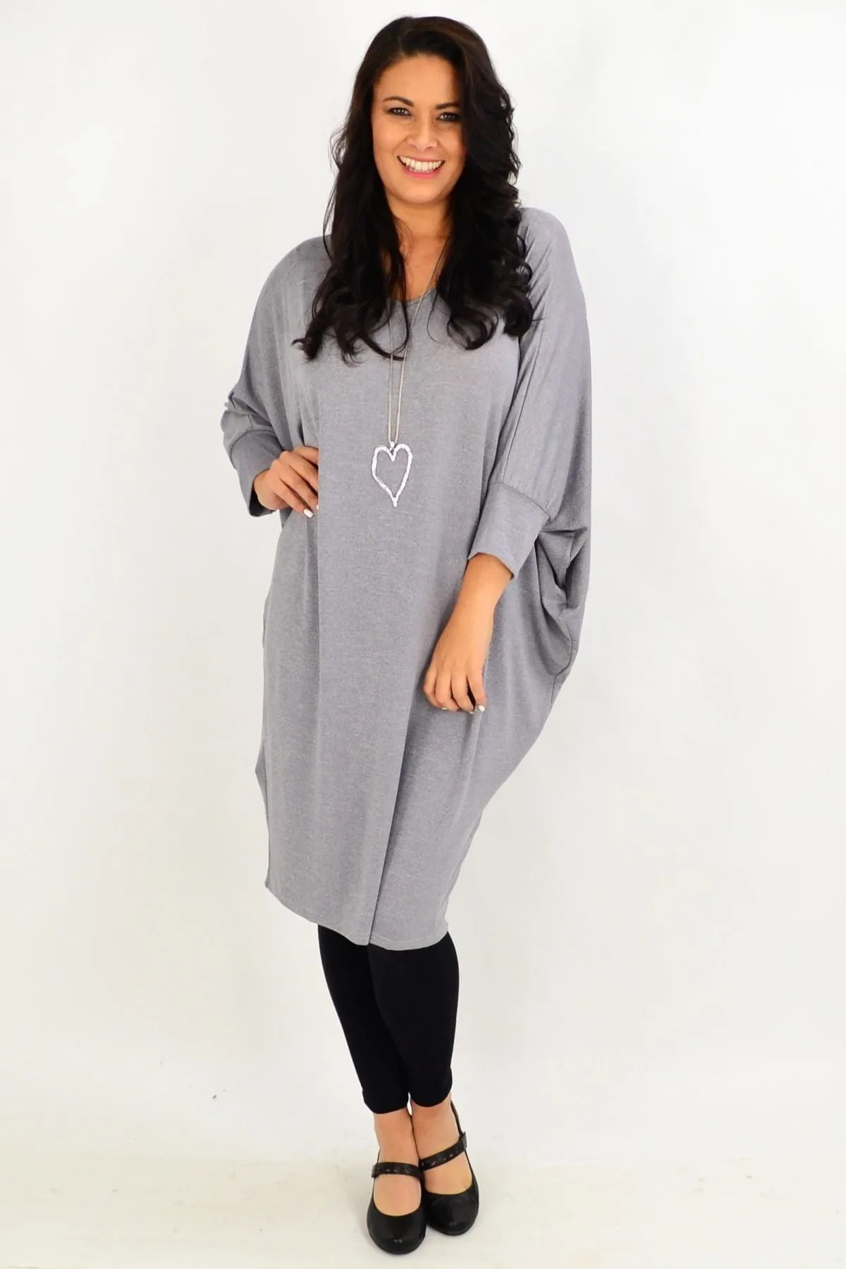 Silver Grey Oversized Tunic Dress