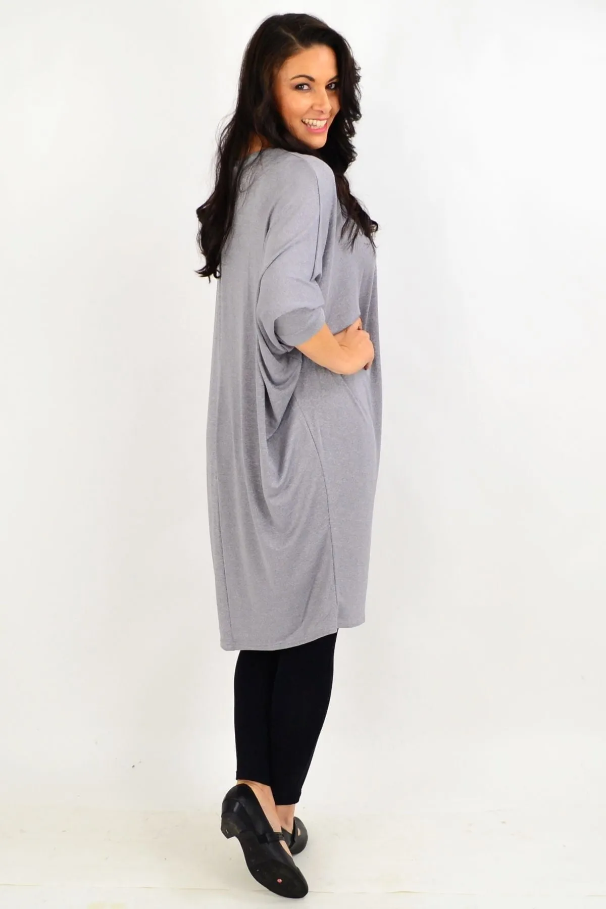 Silver Grey Oversized Tunic Dress