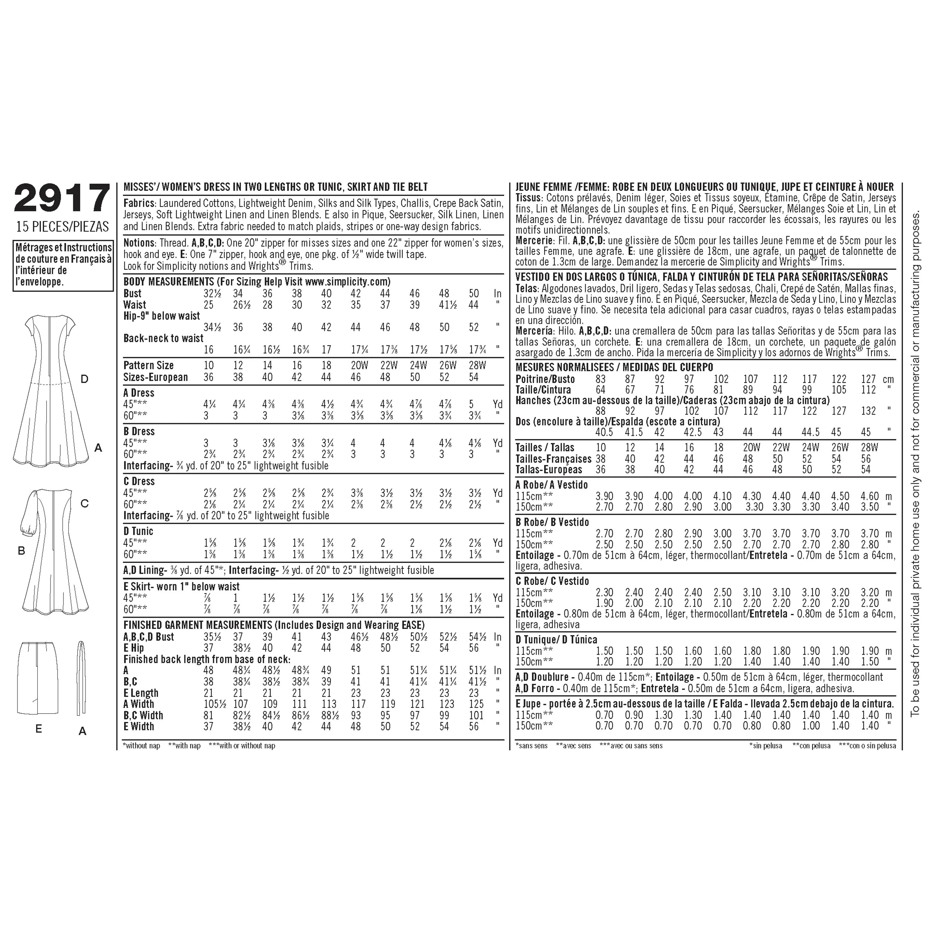 Simplicity Pattern 2917 Women's & Plus Size Dresses