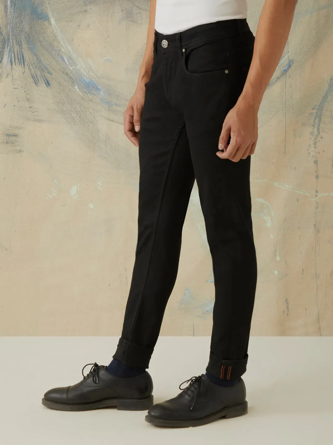 Skinny Fit Black Plain Jeans