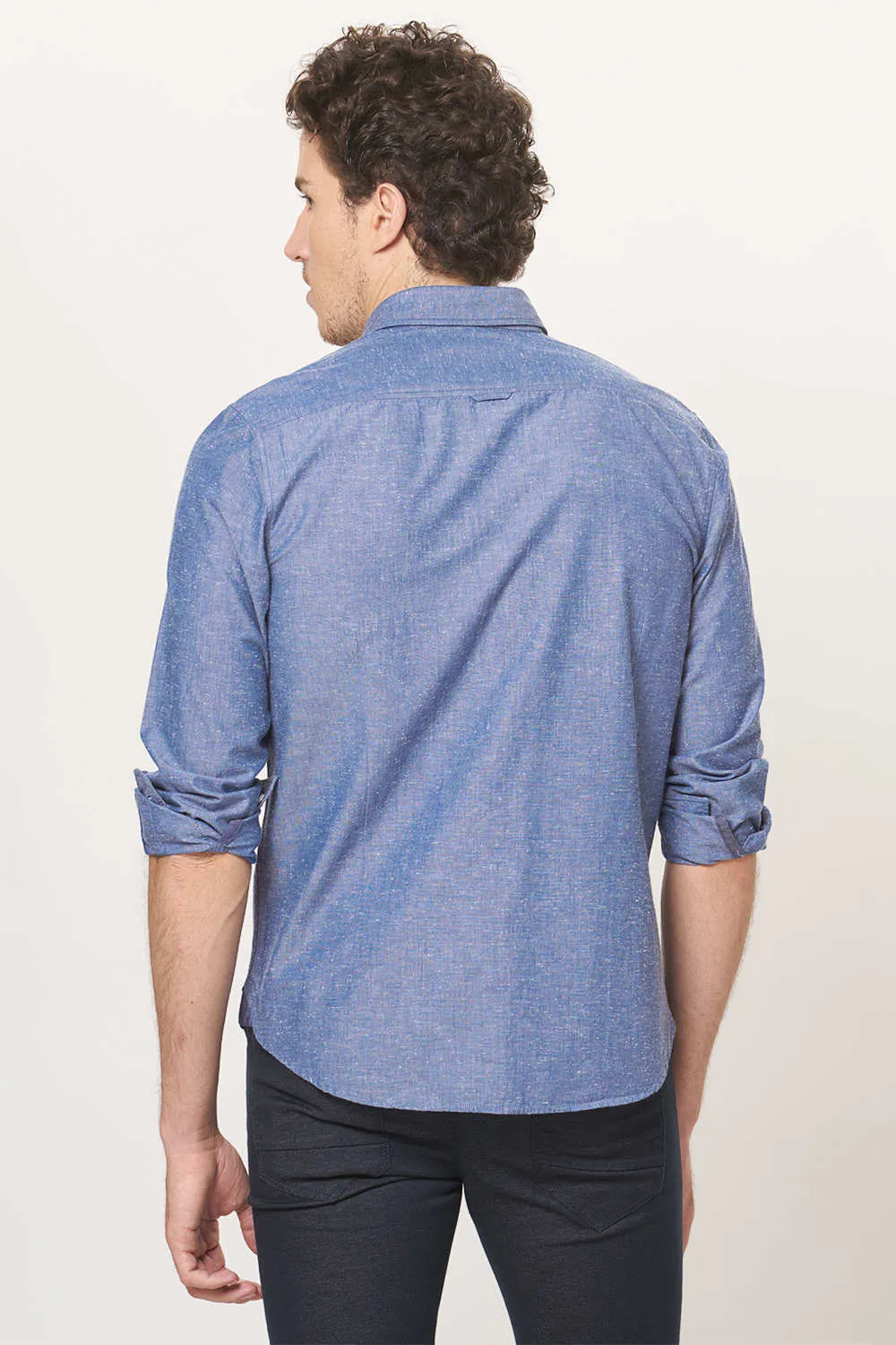 Slim Fit Neps Chambray Shirt