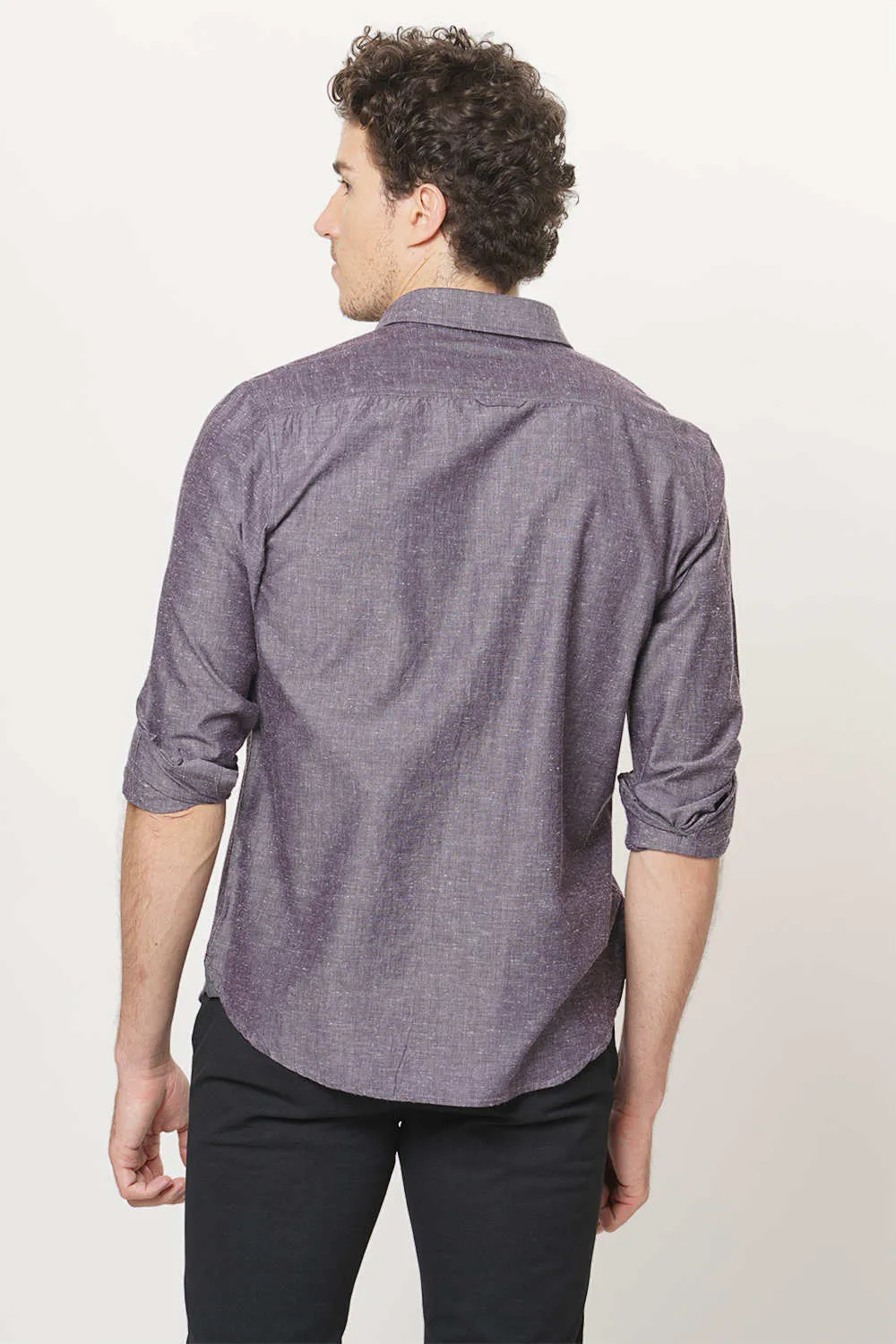 Slim Fit Neps Chambray Shirt
