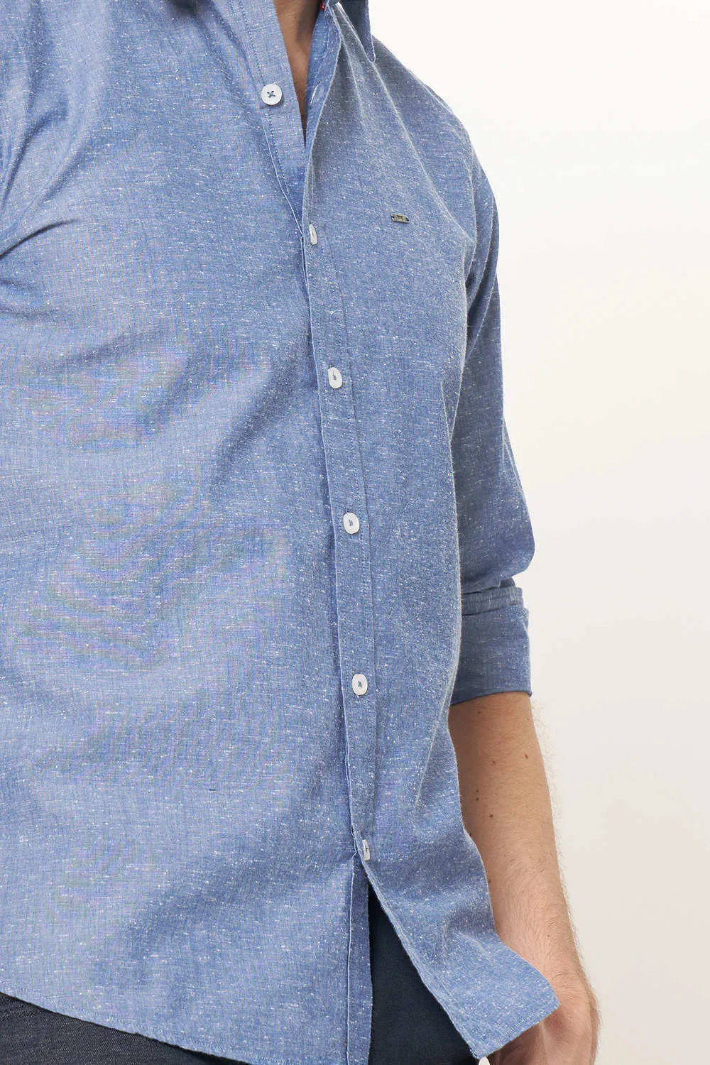 Slim Fit Neps Chambray Shirt