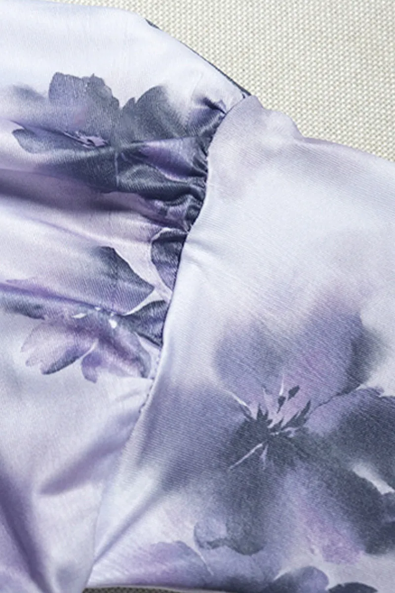 Sloping Shoulder Irregular Hem Tie Dye Top