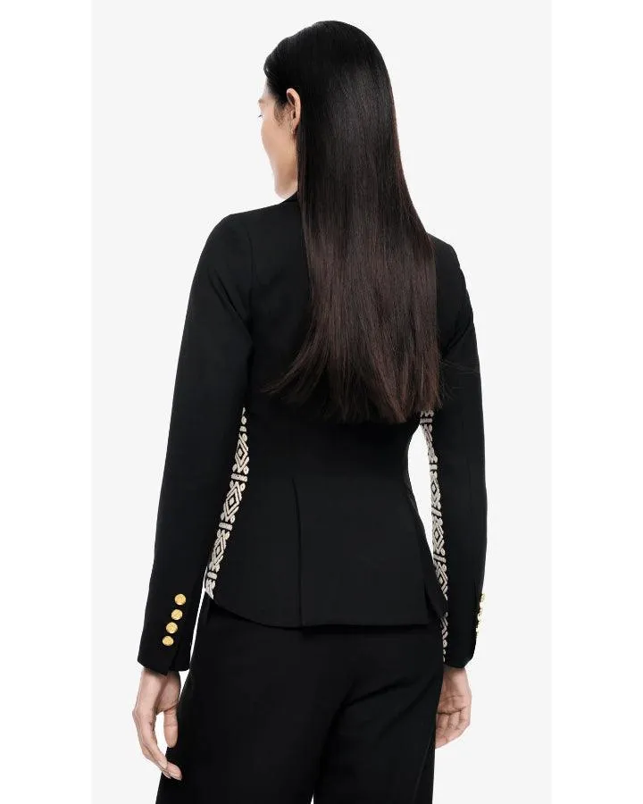 Smythe One Button Graphic Tuxedo Stripe Blazer