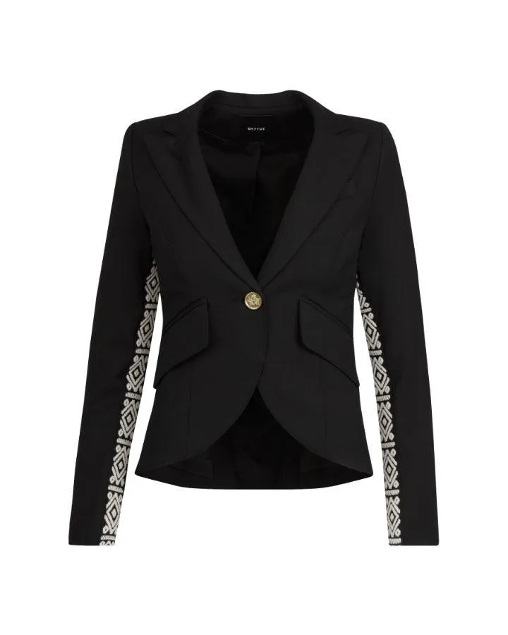 Smythe One Button Graphic Tuxedo Stripe Blazer