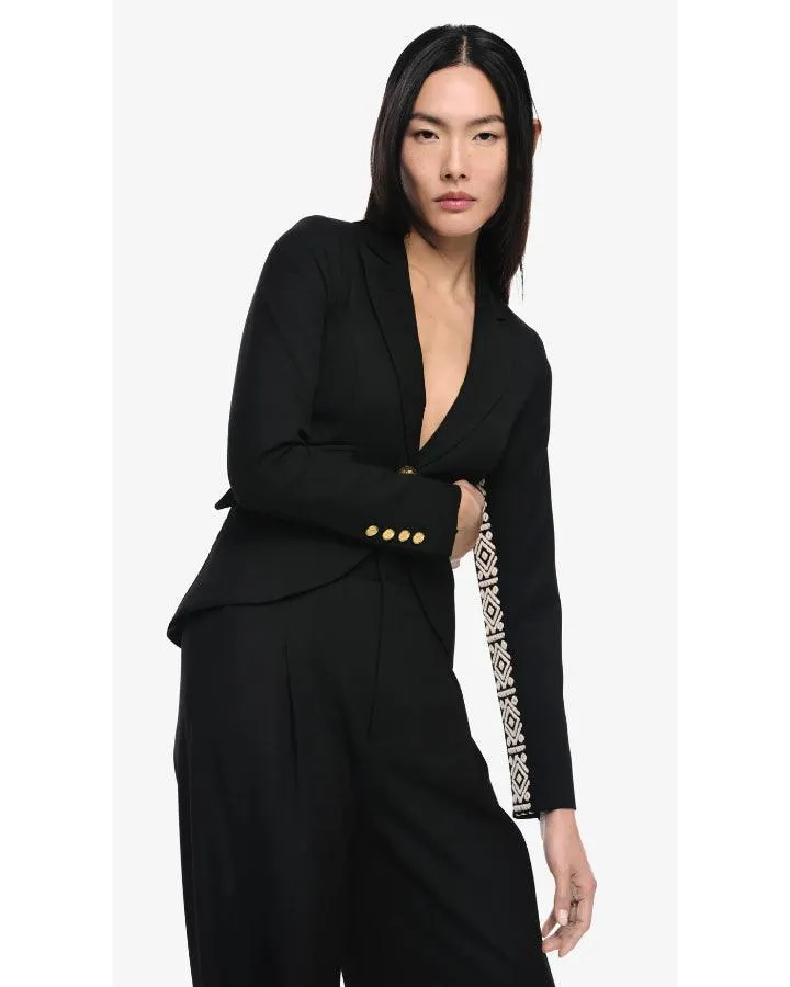 Smythe One Button Graphic Tuxedo Stripe Blazer