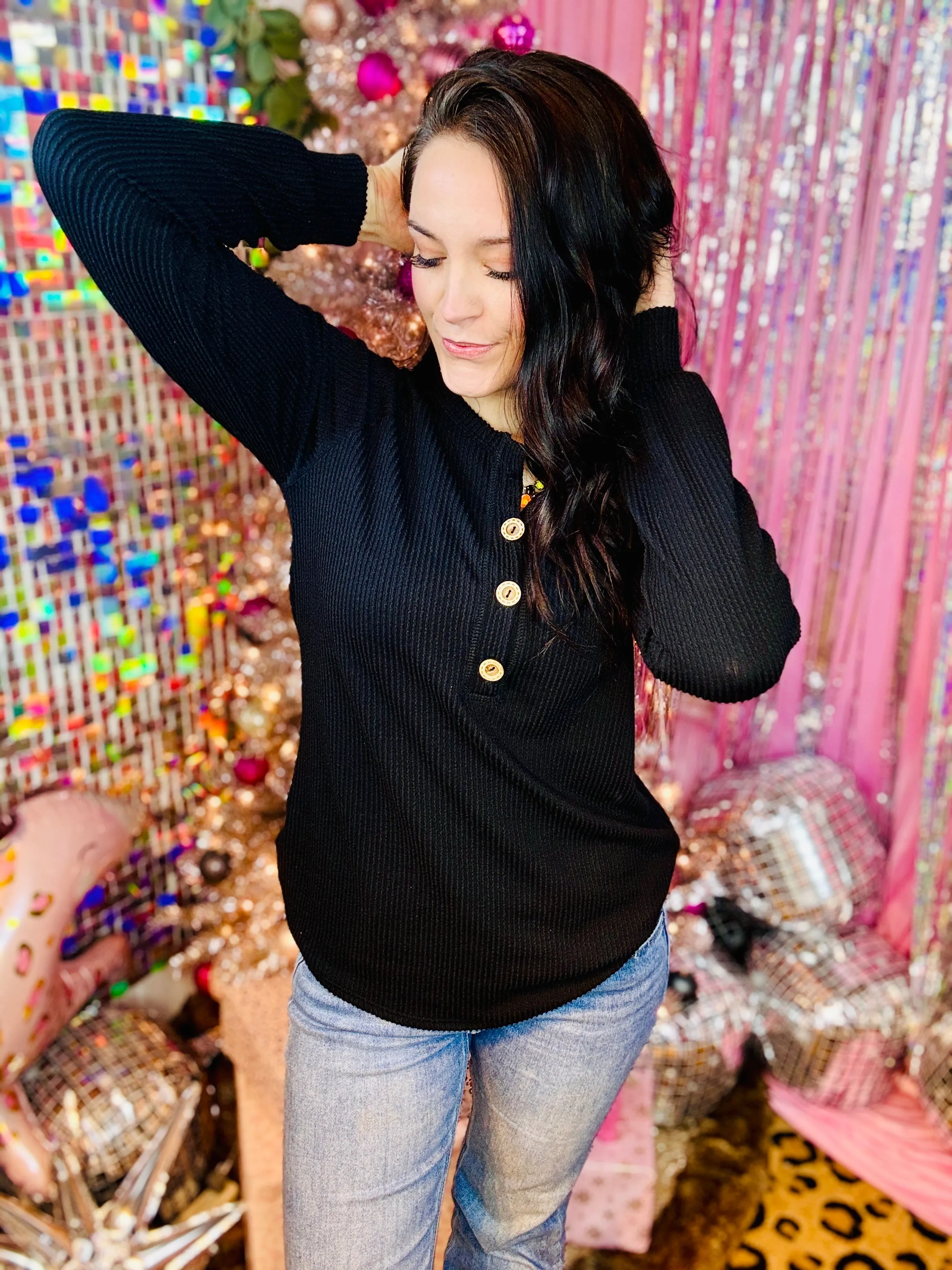 Softest Jet Black Ribbed Top