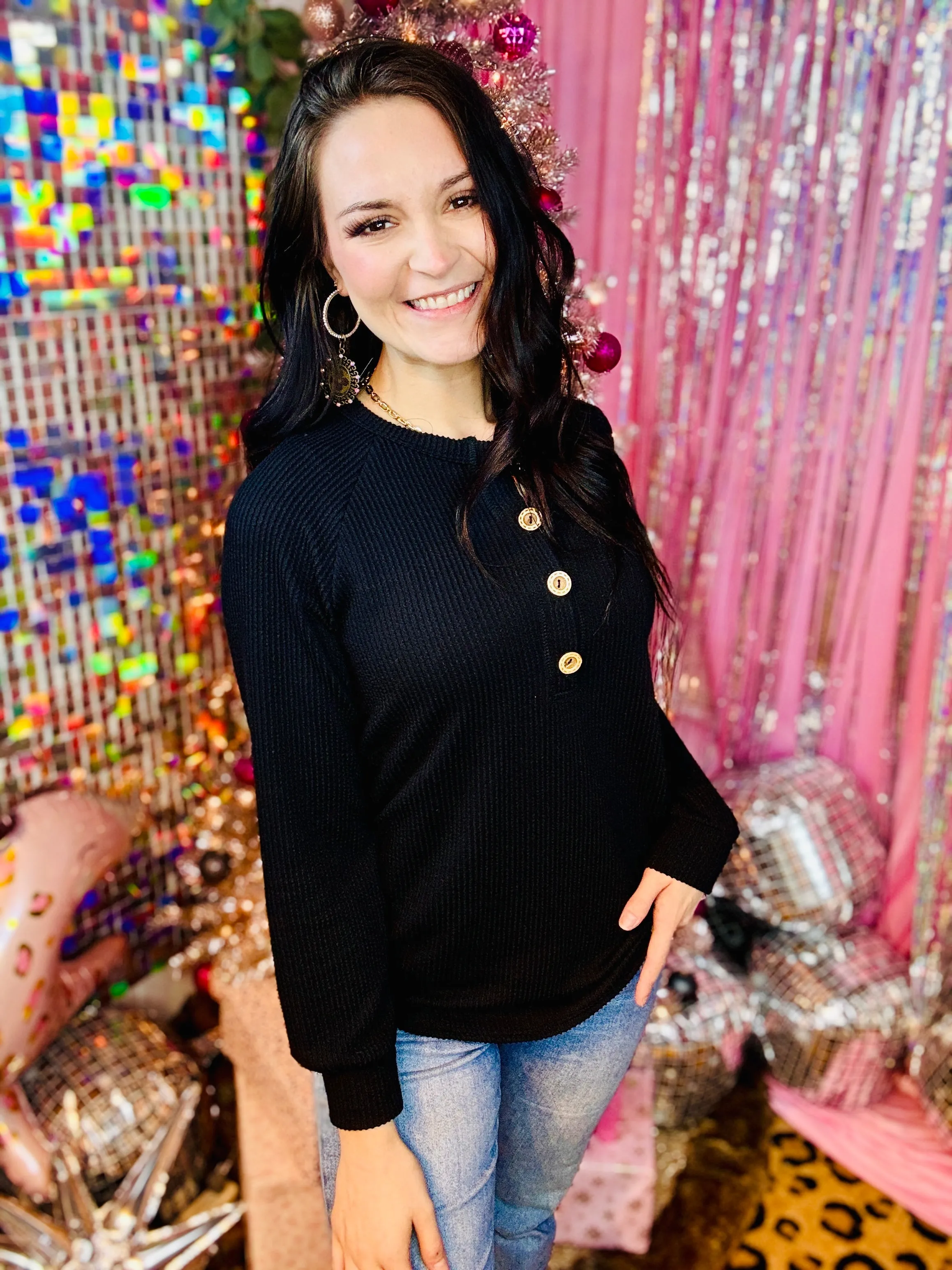 Softest Jet Black Ribbed Top